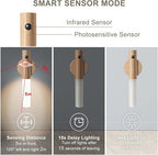 Led Wood Night Light Pir Motion Sensor Magnetic Wall Lamp Usb Rechargeable Lights Home Staircase Bedroom Lamp Bedside Lighting