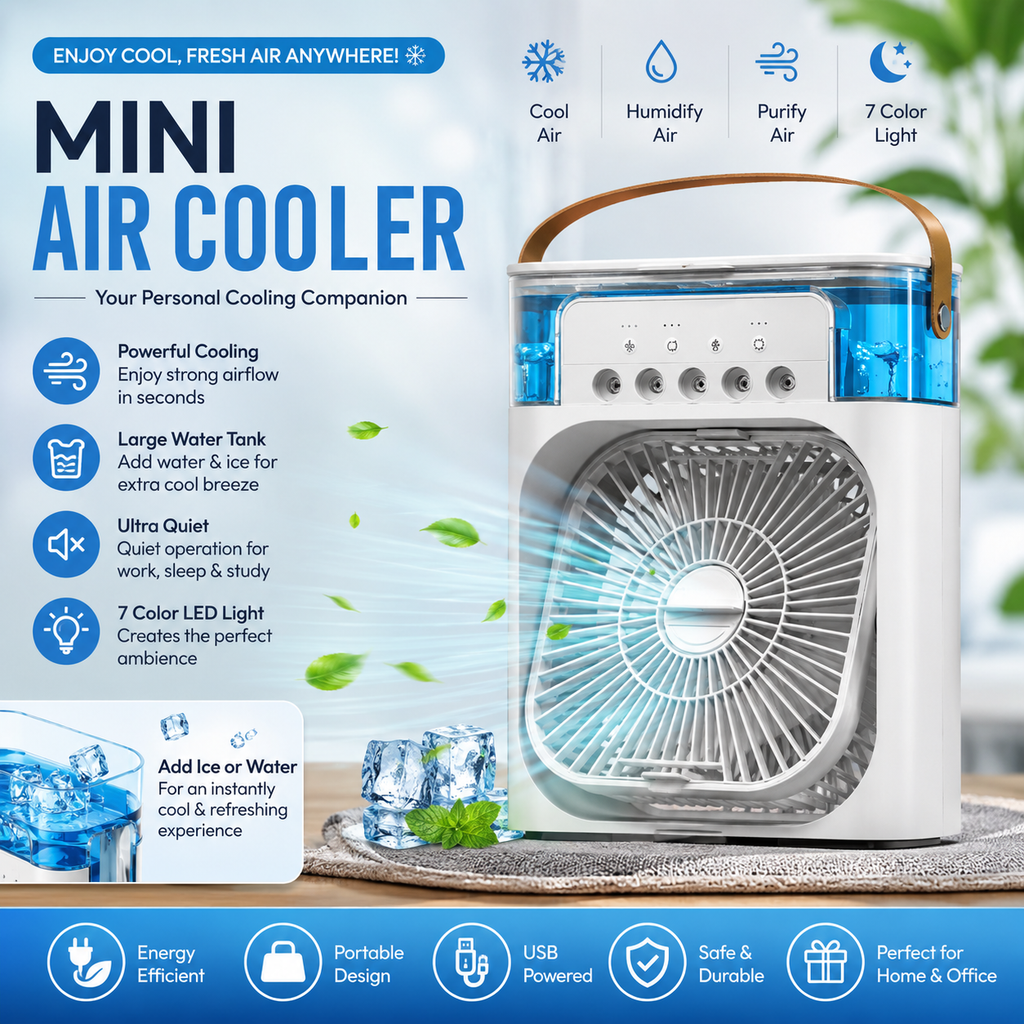 Mist Cooling Fan - Mini Air Cooler  | USA Quality