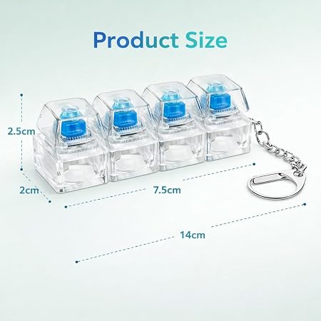 4-Key Keyboard Switch Keychain & Fidget Clicker Desk Toy