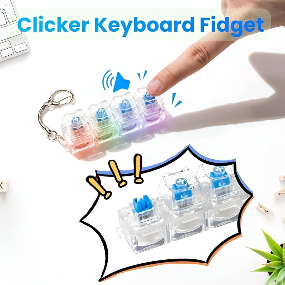 4-Key Keyboard Switch Keychain & Fidget Clicker Desk Toy