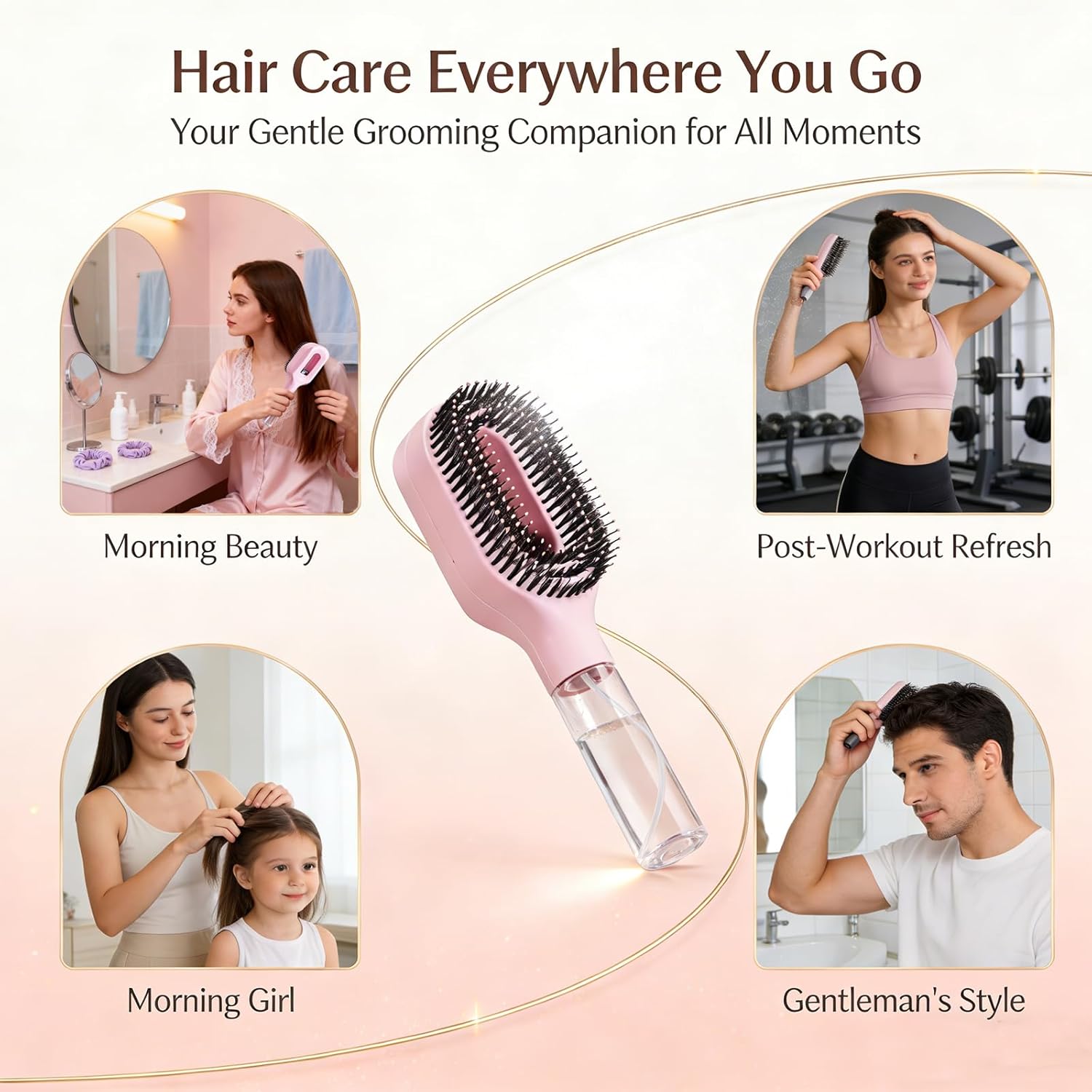 Hair Brush with Water Spray