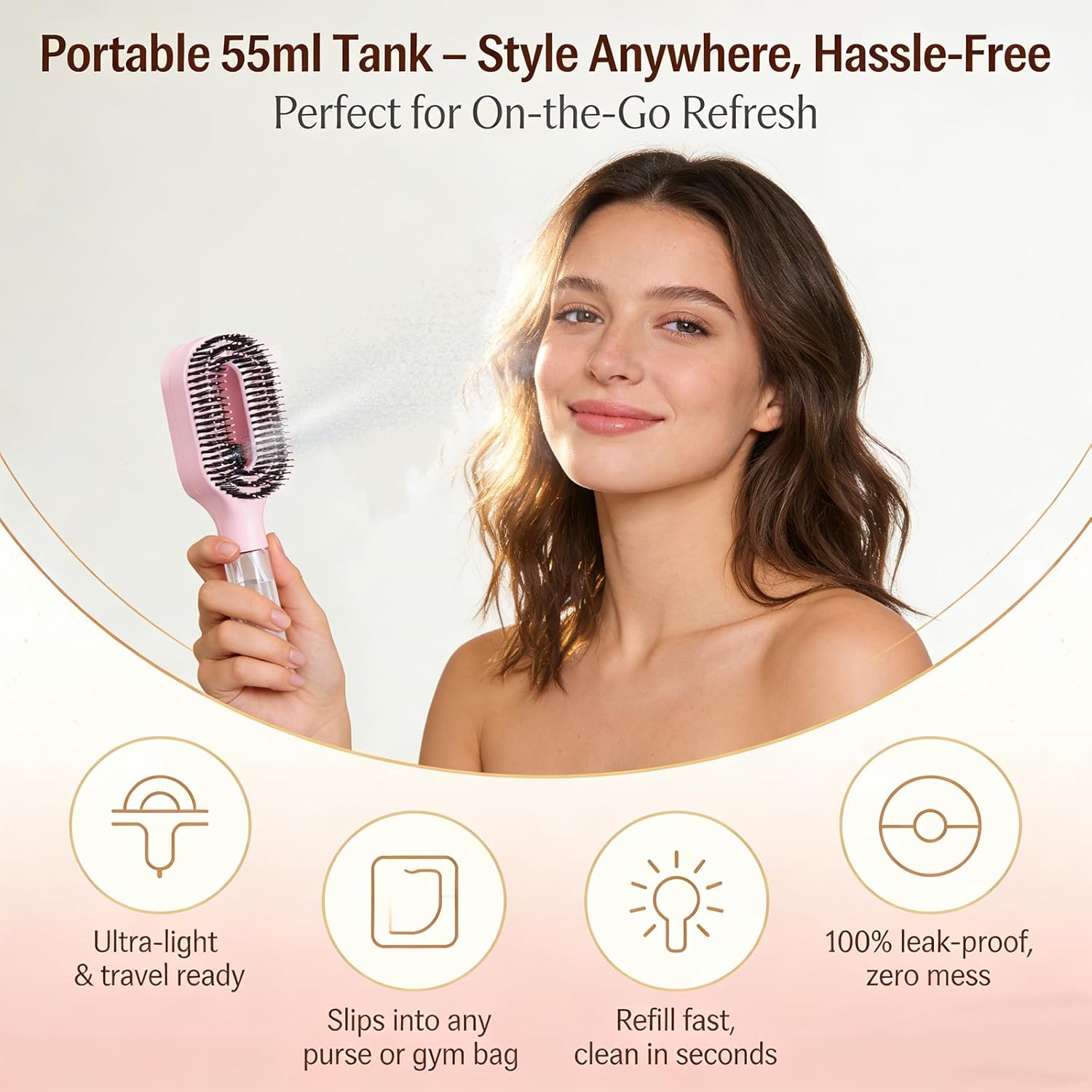 Hair Brush with Water Spray