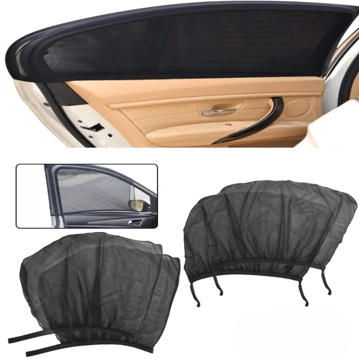 2 Pcs Car Window Cover Screen Breathable| Car Window Shade Sun Cover Window Covers | Mesh Front Rear Universal Side Automotive Window Sun Cover| For Sun Protection – Black Color