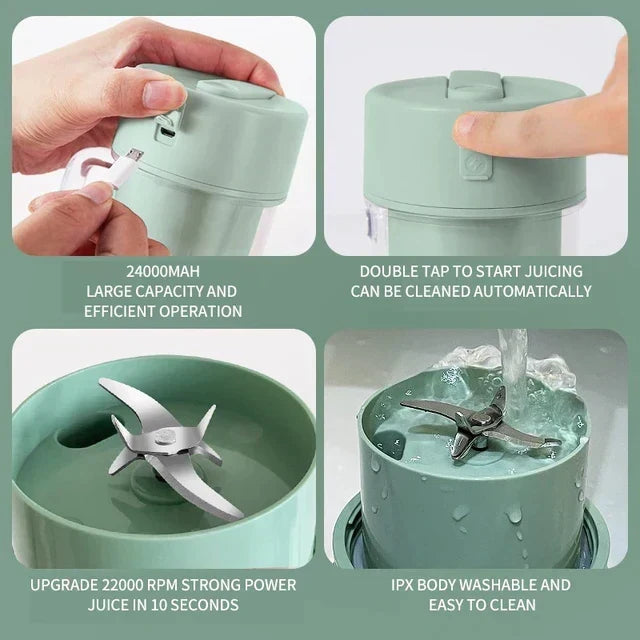 340ML Wireless Juicer Cup Portable Juice Blender Mini Ice Crusher Home Outdoor Office Fruit Milkshake Vegetable Juice Maker