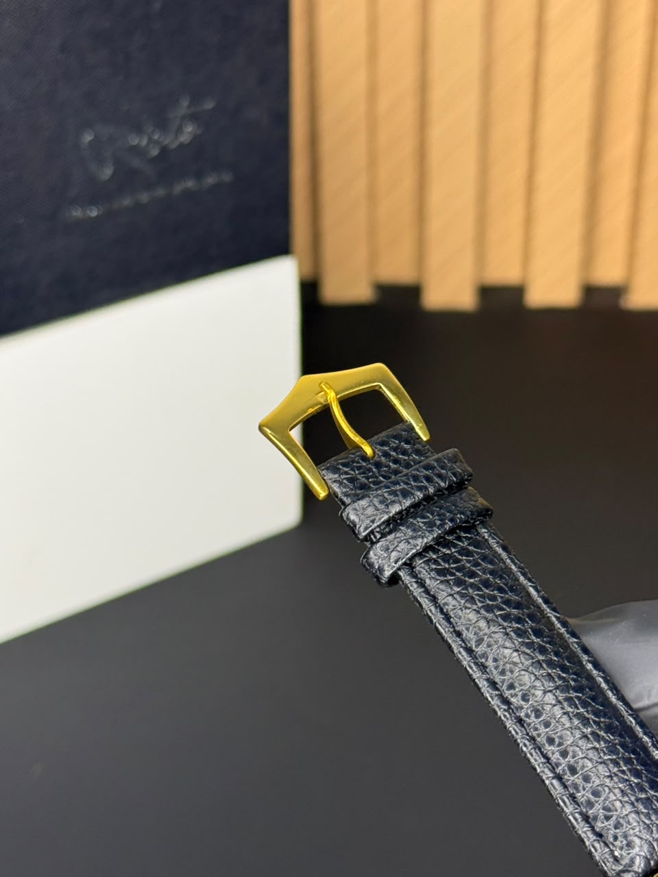 Cartier Tank Plain Dial Watch - Leather Straps Black-Golden Black Dial