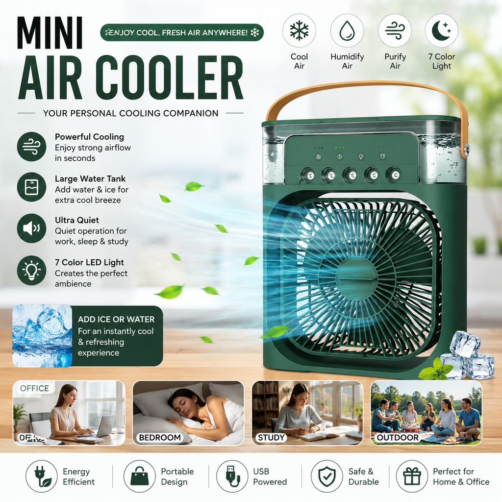 Mist Cooling Fan - Mini Air Cooler  | USA Quality