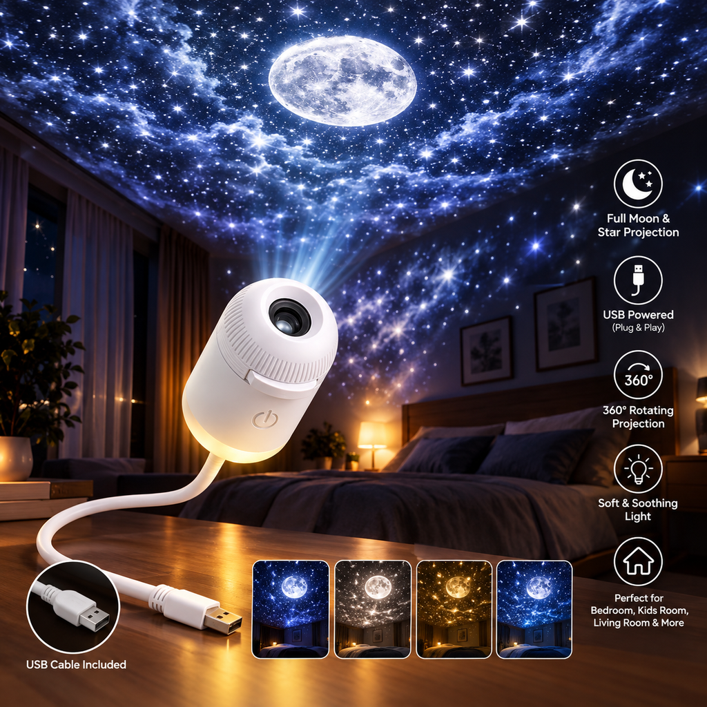 Aurora Galaxy Projection Lamp - Turn Any Room Into a Magical Starry Paradise [ White ]